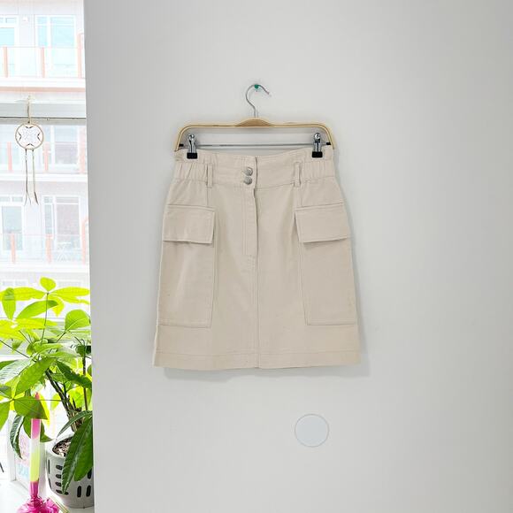 H&M Ivory Denim Cargo Skirt & Vest Set Size 8 - Picture 3 of 10
